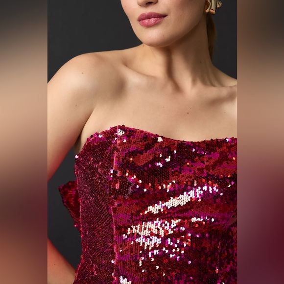 Anthropologie Hutch Bare Sequin Bow Top - Picture 6 of 14